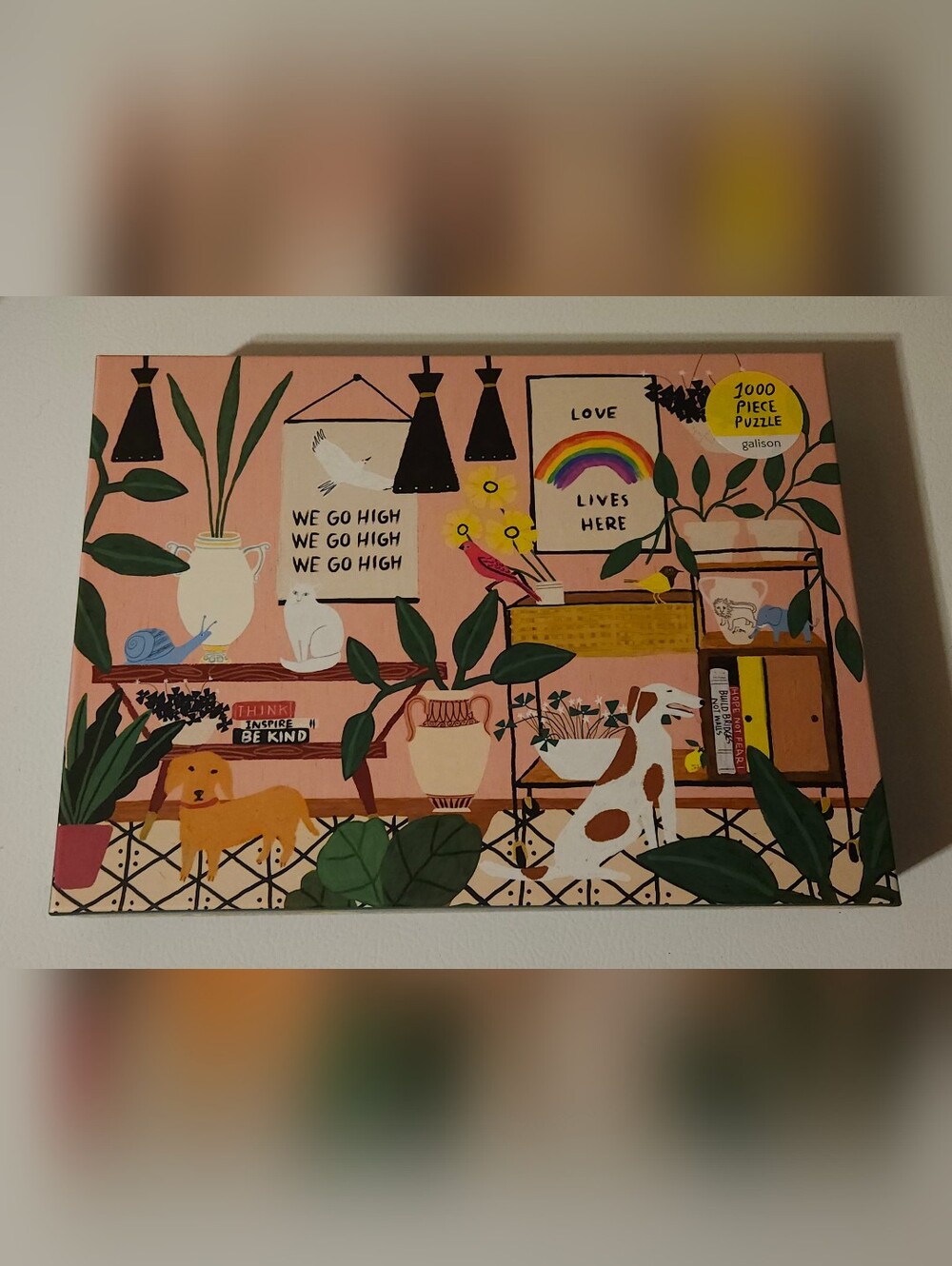 Galison 1000 Piece Puzzle - Pink Botanical & Animal Illustration
